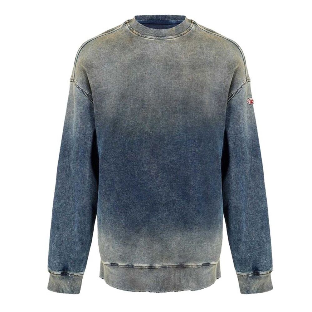 Diesel Mens Krib Ne Distressed Sweatshirt / Blue Denim